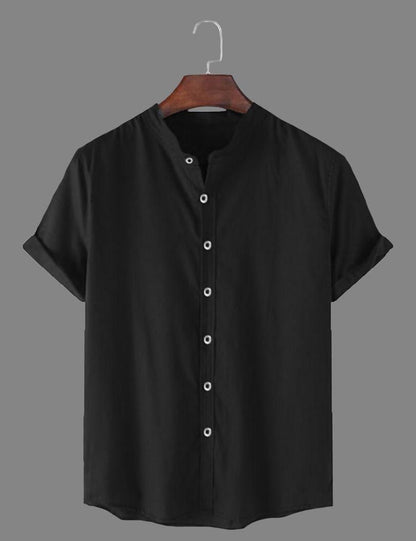 Cotton Solid Half Sleeves Polo Neck Mens Shirt